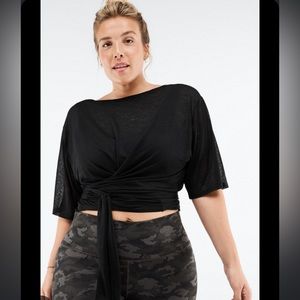 NWT Fabletics Ryan Short-Sleeve Tie Up Tee Crop T-shirt size XL Black